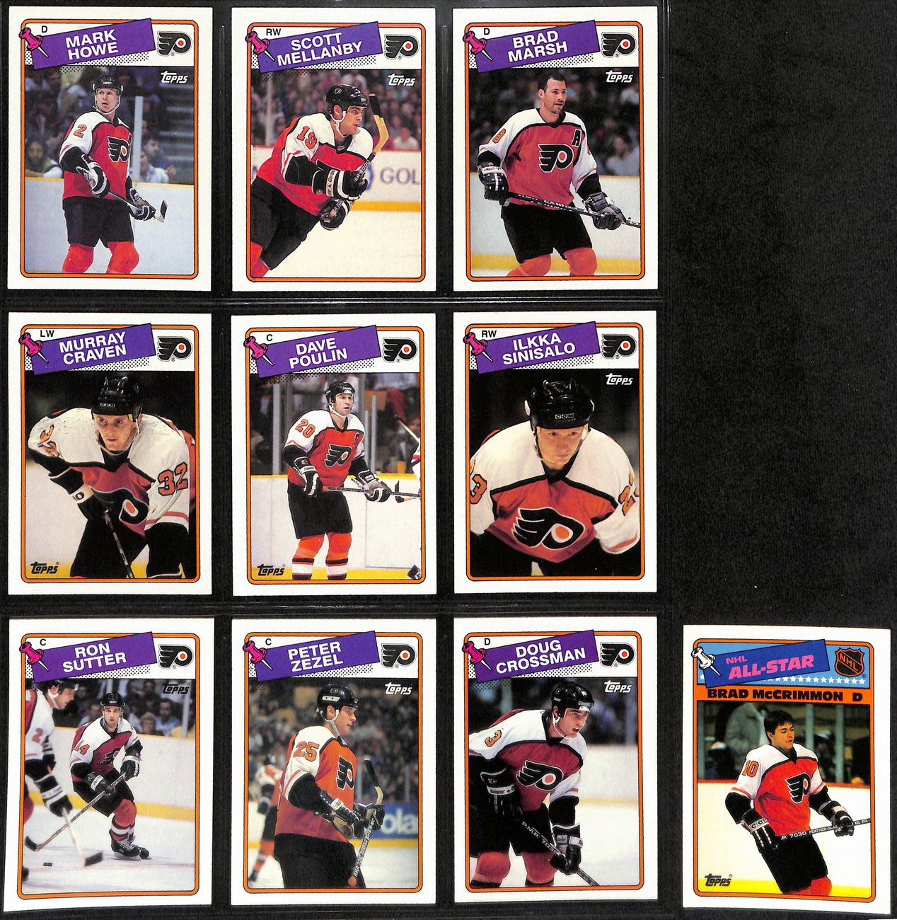 1988-89 Topps Hockey Philadelphia Flyers Team (10) Cards 189213