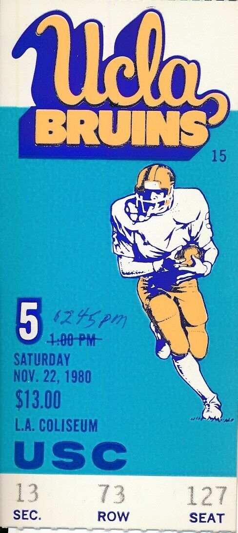 1980 USC Trojans vs. UCLA Football Game Ticket Stub 148607