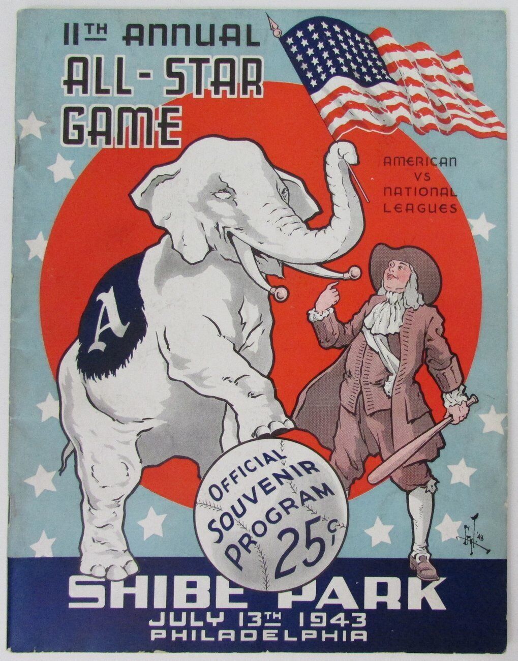 1943 Baseball All-Star Game Program Vintage Rare Shibe Park Philadelphia 155900