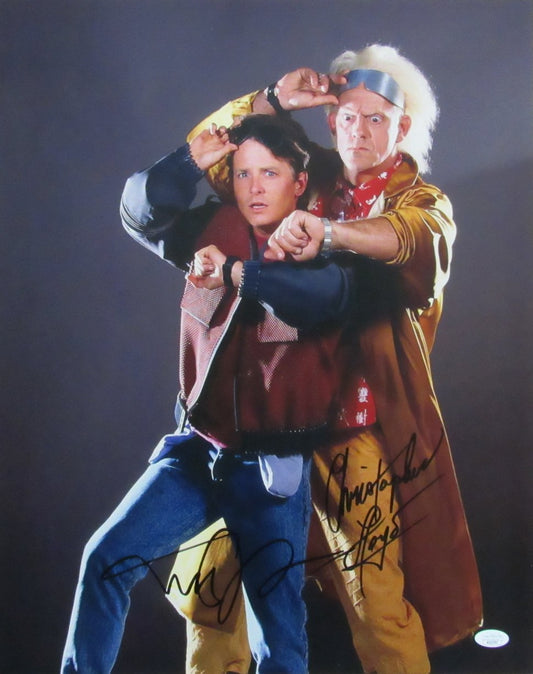 Michael J Fox/Christopher Lloyd Auto/Sign 16x20 Photo Back to Future JSA 174010