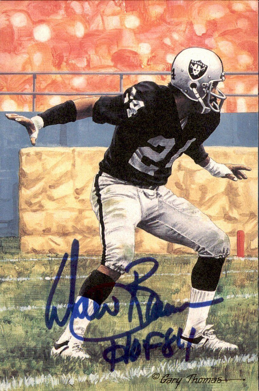 Willie Brown HOF Raiders Signed/Inscribed Goal Line Art GLAC Postcard JSA 167100