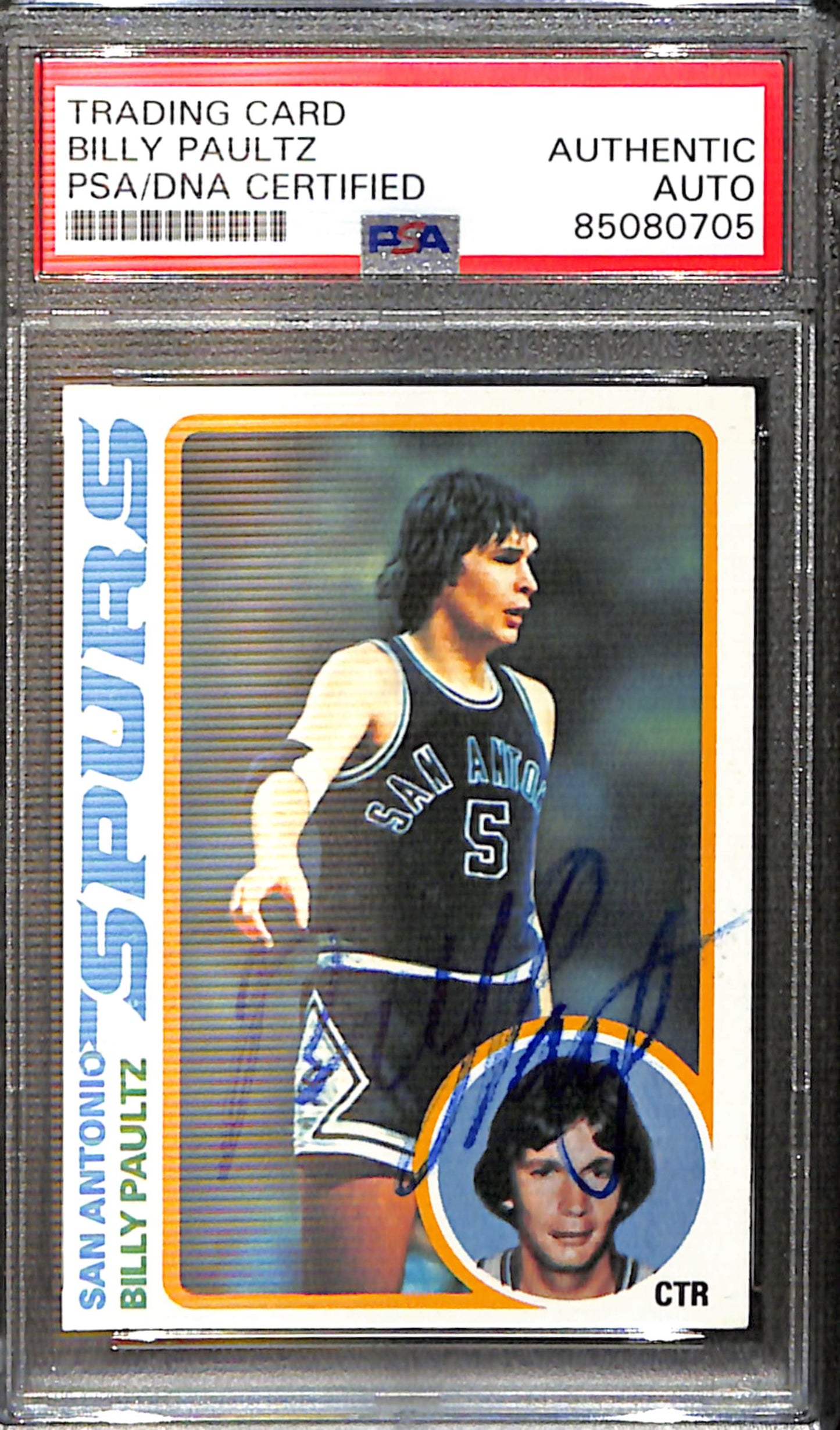 Billy Paultz Signed/Auto 1978 Topps Card #91 San Antonio Spurs PSA/DNA 185401