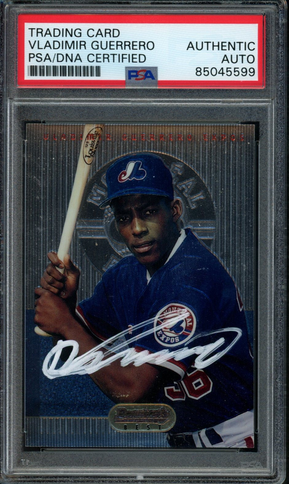 Vladimir Guerrero Montreal Expos Autographed 1995 Bowman ROOKIE Card #2 PSA/DNA