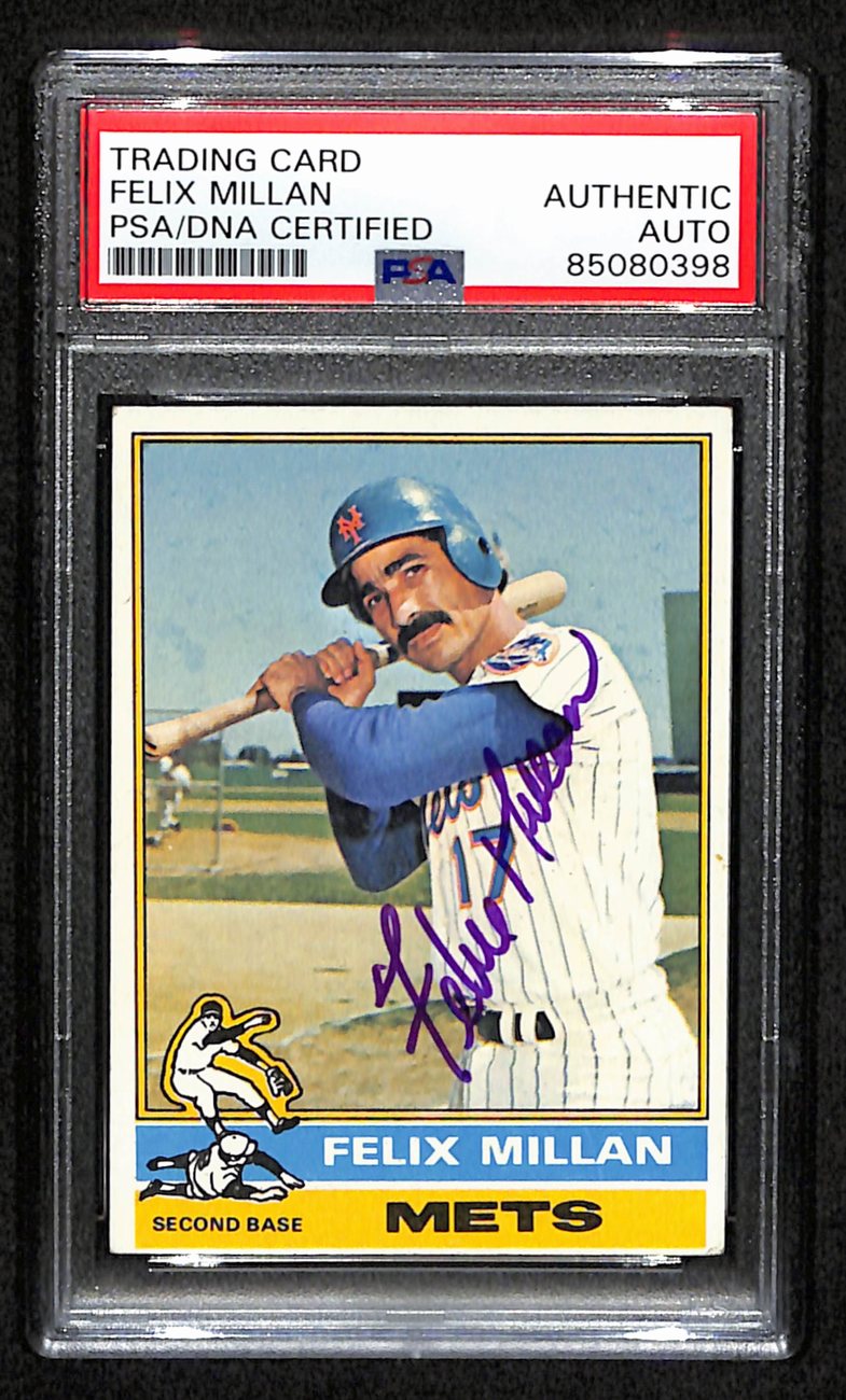 Felix Milan Signed 1976 Topps Card #245 St. Louis Cardinals PSA/DNA 184412