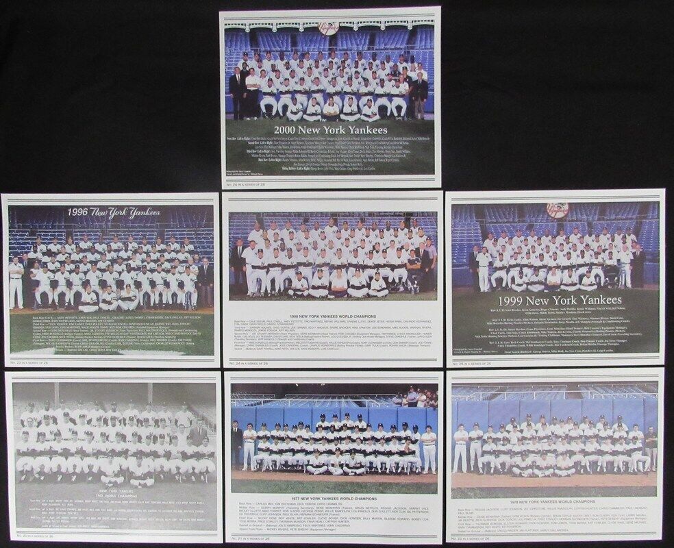 Set of 26 New York Yankee World Champions 8x10 Team Photos and Headlines 180858