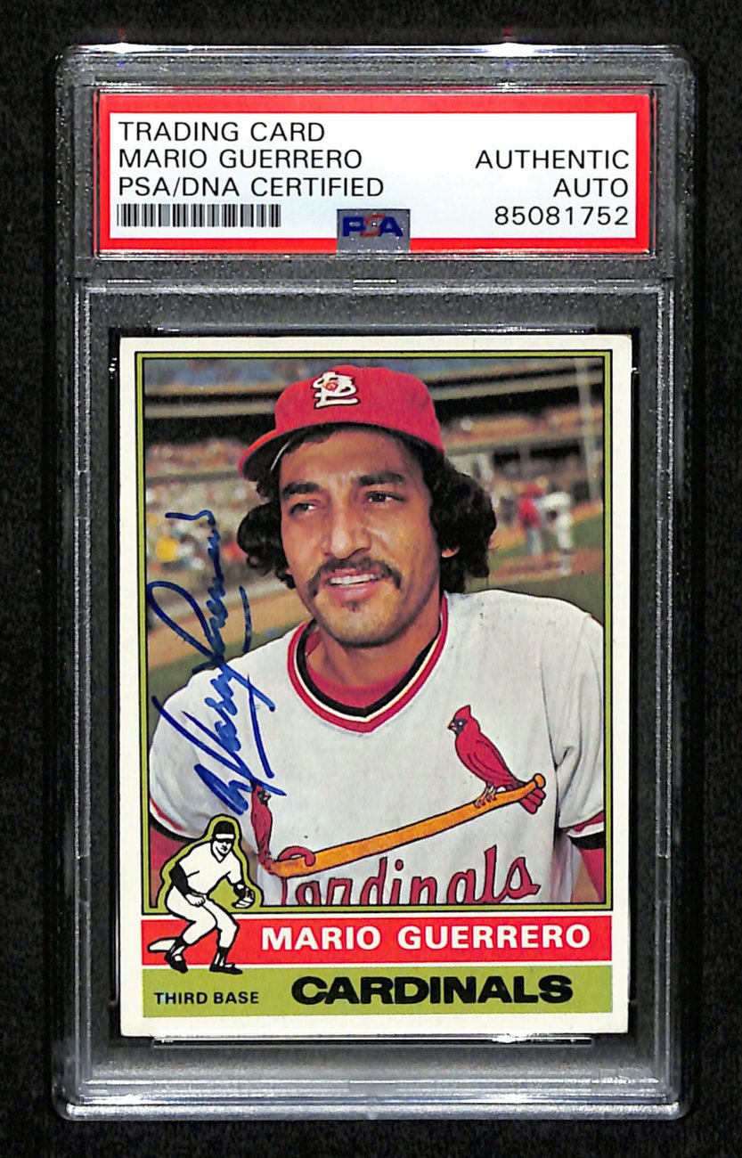 Mario Guerrero Signed 1976 Topps Card #499 St. Louis Cardinals PSA/DNA 184572