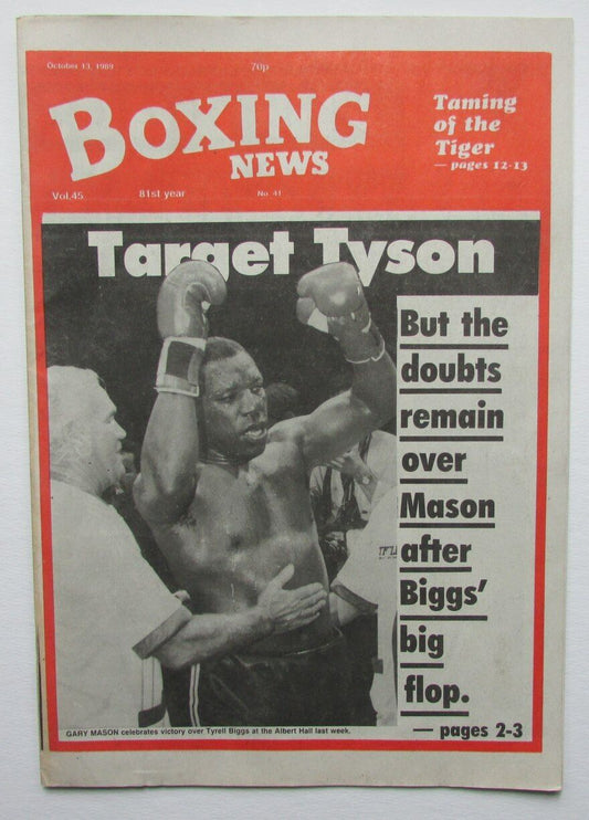 October 13, 1989 Boxing News Magazine Gary Mason