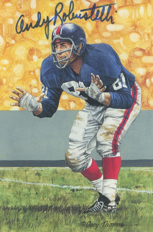 Andy Robustelli HOF Autographed Goal Line Art GLAC Postcard Giants JSA