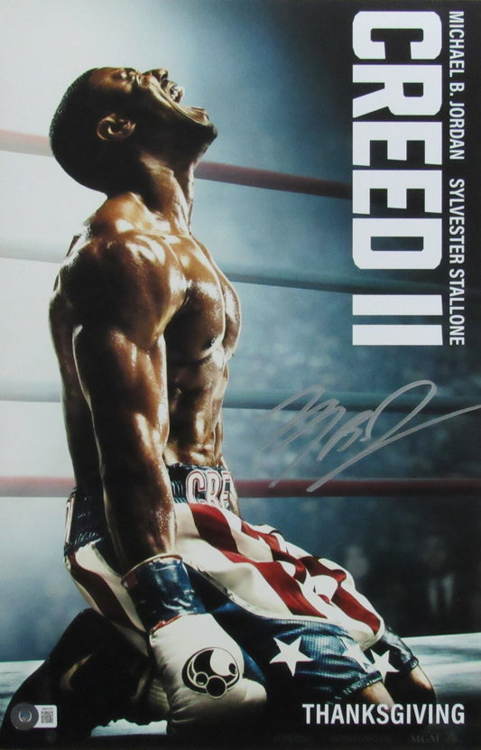 Michael B. Jordan Autographed 11x17 Photo "Creed" Beckett 181193