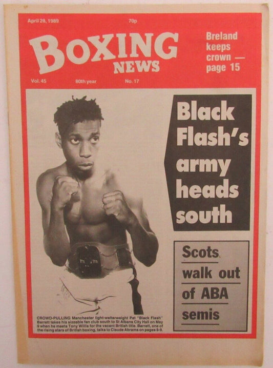 April 28, 1989 Boxing News Magazine Pat "Black Flash" Barrett 167730