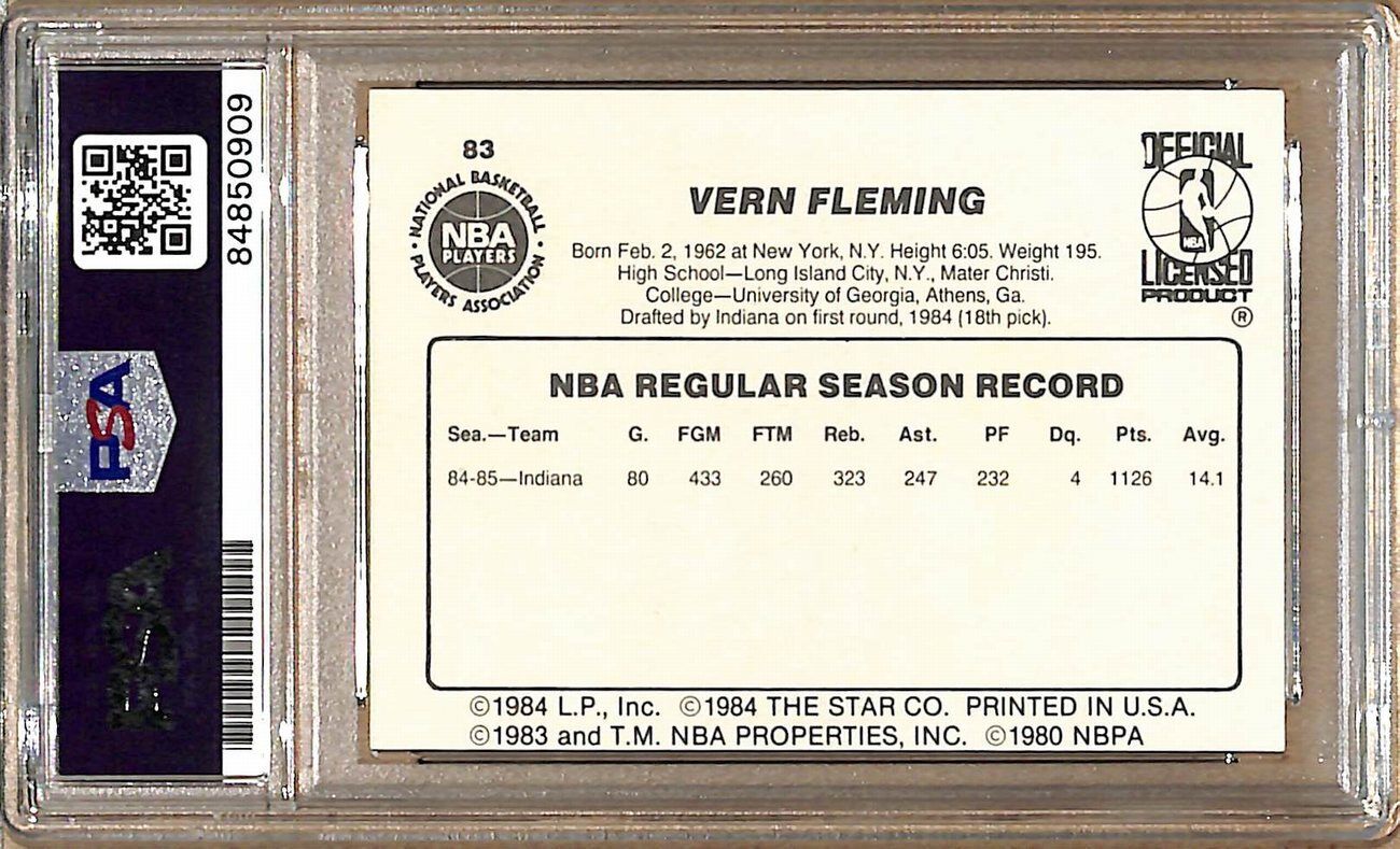 1985-86 Star Company #83 Vern Flemming Pacers Signed/Auto Card PSA/DNA 178829