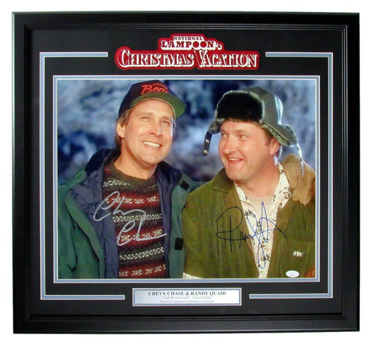 Chevy Chase/Randy Quaid Autographed 16x20 Photo Christmas Vacation Framed JSA