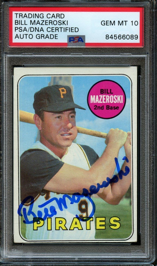 1969 Topps Bill Mazeroski #335 Card Signed/Auto PSA/DNA GEM MINT 10 167763