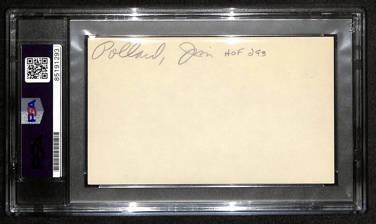 Jim Pollard HOF Signed/Auto 3x5 Index Card Minneapolis Lakers PSA/DNA 188565