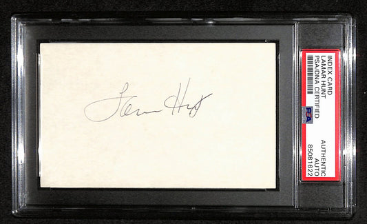 Lamar Hunt HOF Signed 3x5 Index Card KC Chiefs Owner PSA/DNA 184200