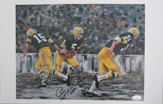 Bart Starr/Paul Hounung Packers Dual-Signed/Auto 11x17 Lithograph JSA 158730