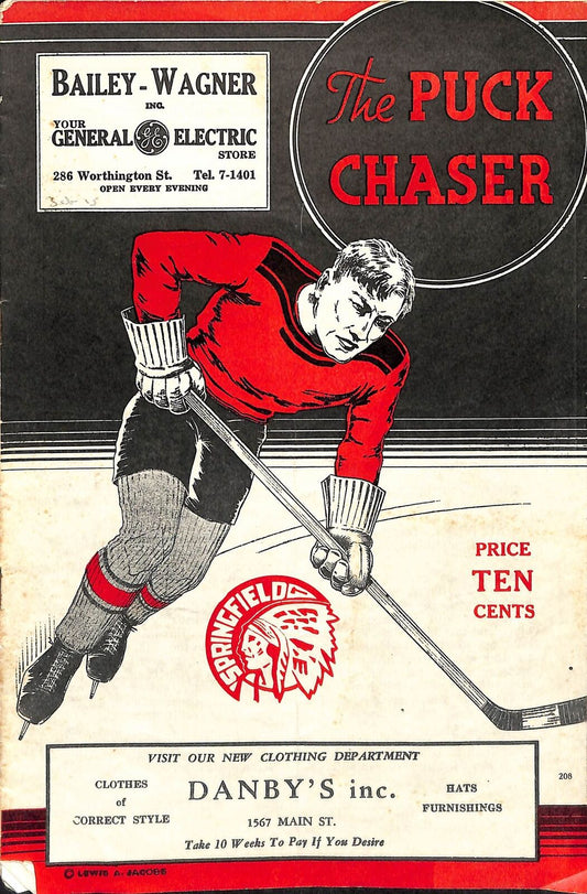 1938-39 Springfield Indians vs. Cleveland Barons AHL Game Program  180736