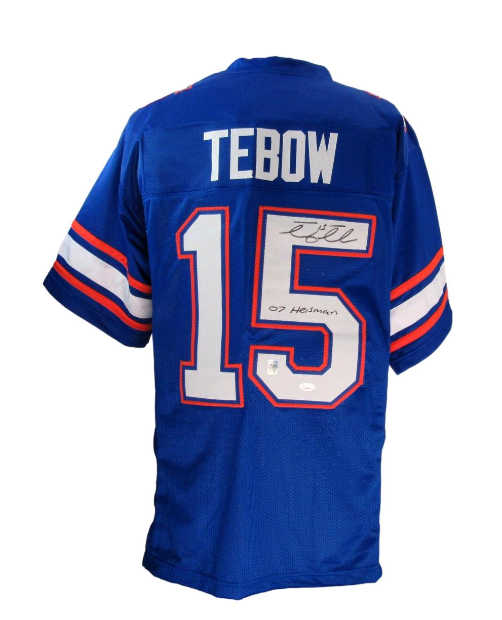 Tim Tebow Signed/Inscribed 07 Heisman Florida Gators Custom Jersey JSA 186815