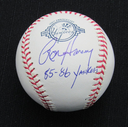 Ron Hassey Signed/Auto Yankees 100th OML Baseball JSA Inscr  186834