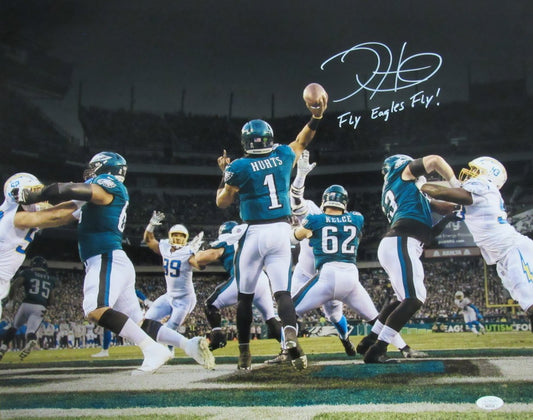 Jalen Hurts Autographed/Inscribed "Fly Eagles Fly!" 16x20 Photo Philadelphia Eagles JSA 175594