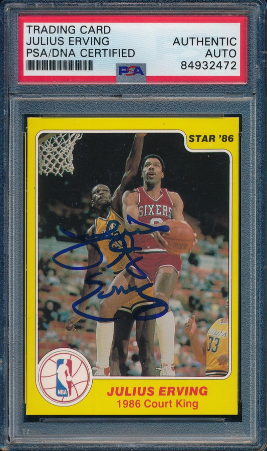 1986 Star Co. Court Kings #13 Signed/Auto Julius Dr. J Erving HOF 76ers PSA/DNA