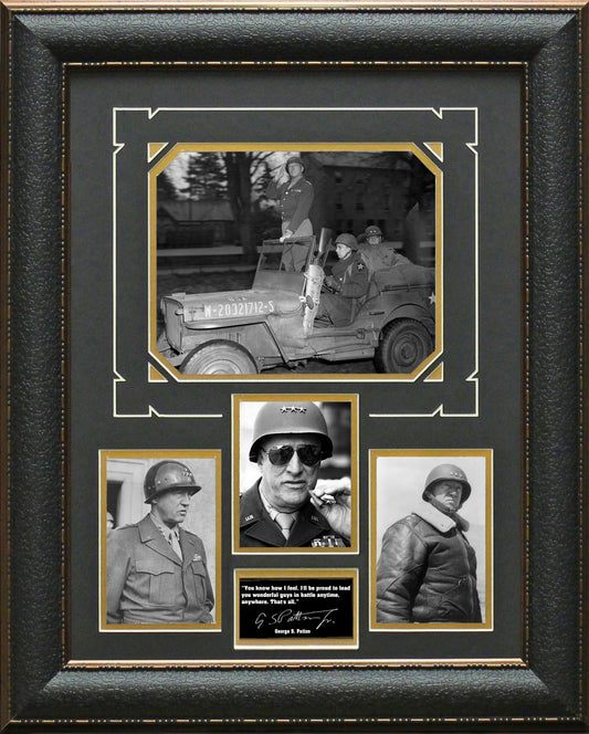 General George S. Patton Collage w/Laser Engraved Autograph