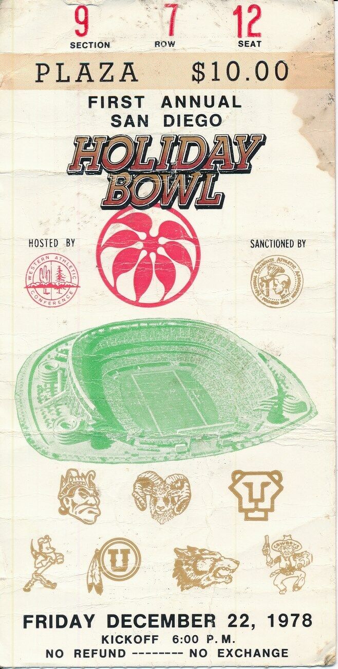 1978 First Annual Holiday Bowl BYU v. NAVY Football Game Ticket Stub 148477