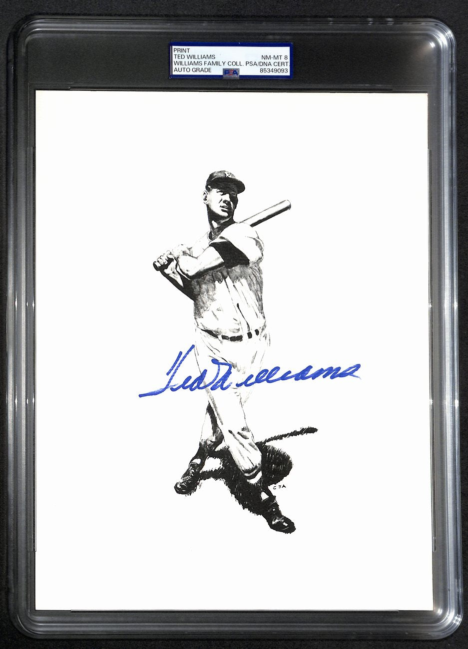 Ted Williams Signed/Auto 8x10 Photo/Print Red Sox PSA/DNA Slabbed 193003