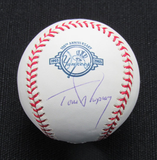 Tom Shopay Signed/Auto Yankees 100th OML Baseball JSA  186970