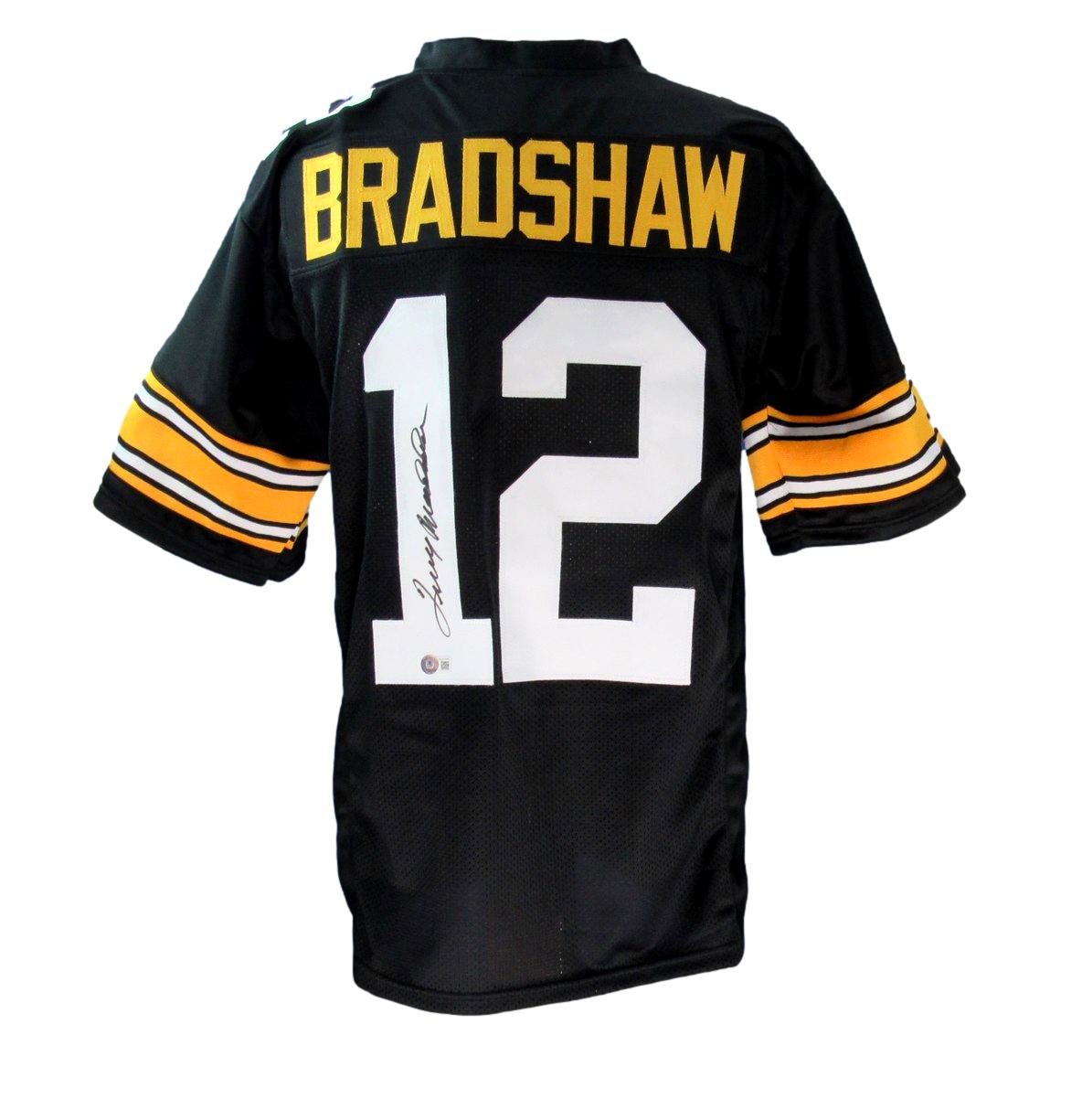 Terry Bradshaw HOF Signed Black Custom Football Jersey Steelers Beckett 186191