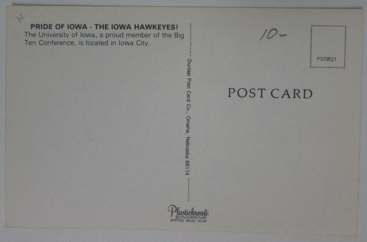 Vintage Iowa Hawkeyes Pride of Iowa Postcard 148860