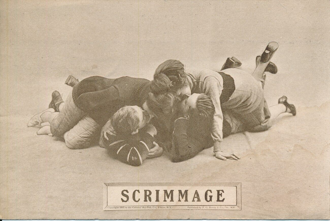 Vintage 1910 Risque Football Themed Post Card with "Scrimmage " 148977