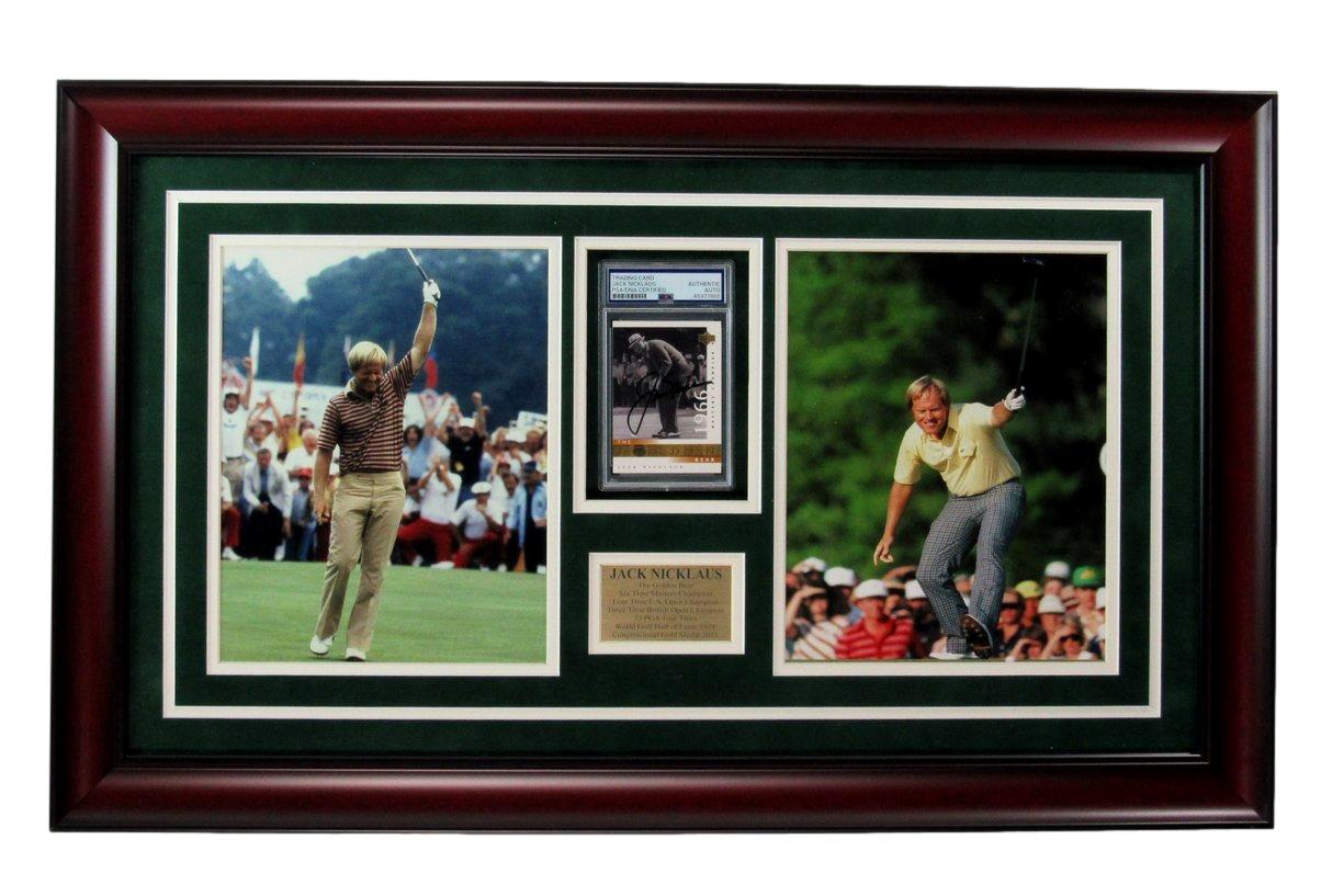 Jack Nicklaus Signed/Auto Trading Card with Photo Collage Framed PSA/DNA 192641