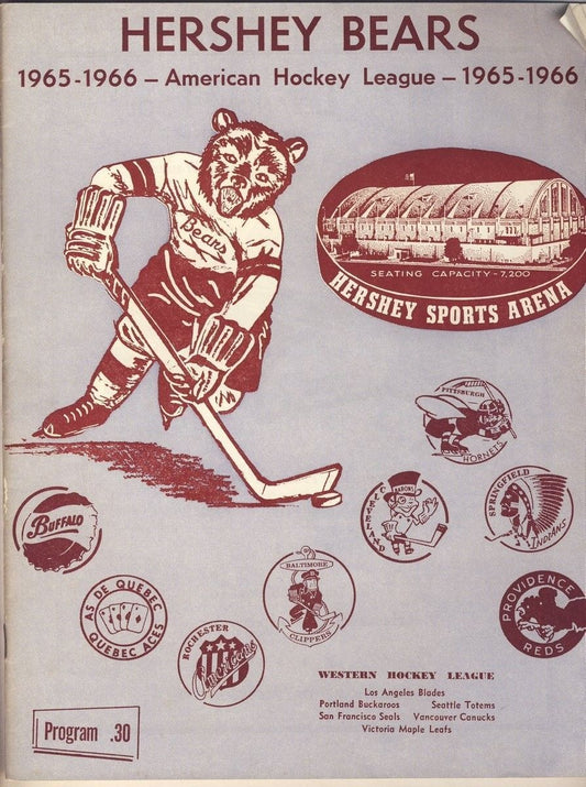 Hershey Bears 2/9 1966 Program vs. Cleveland AHL 127989