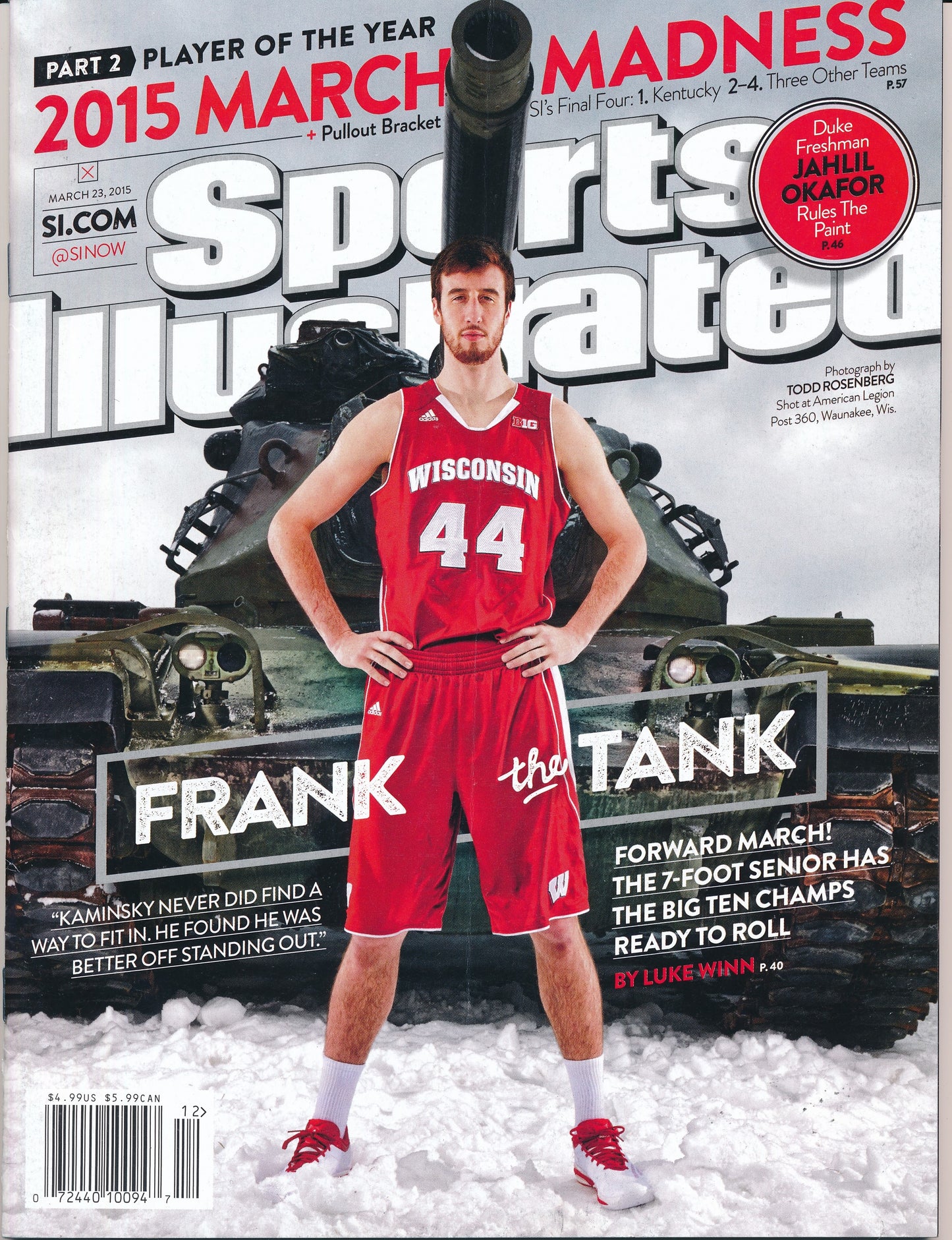 March 23, 2015 Frank Kaminsky Sports Illustrated Magazine NO LABEL 182342