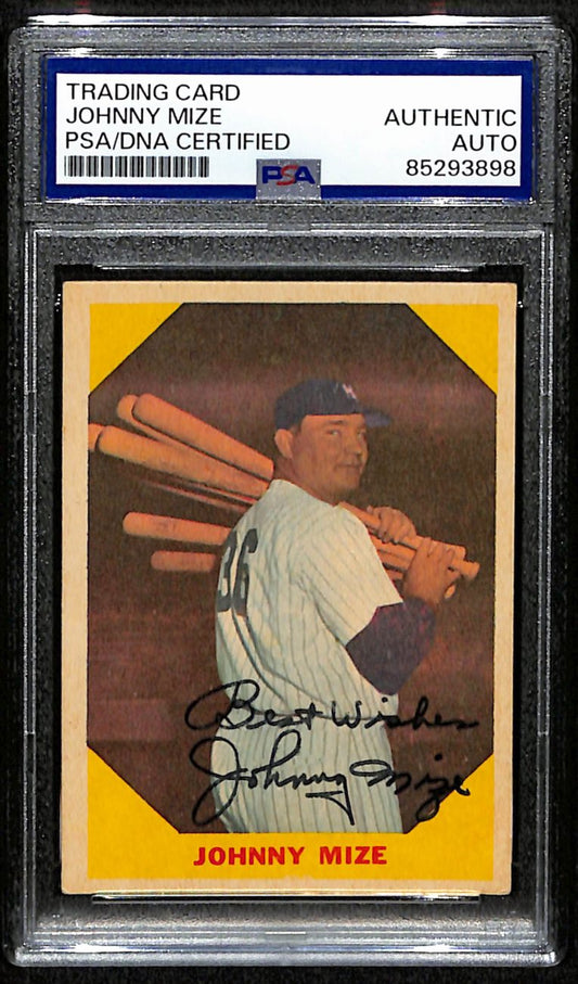 Johnny Mize HOF Signed/Autographed 1960 Fleer Card #38 Yankees PSA/DNA 190658