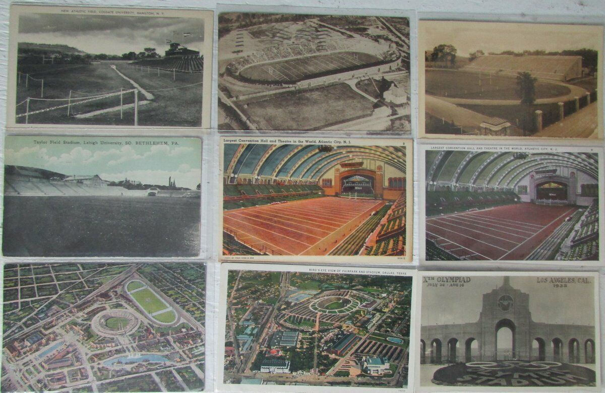 Lot of 9 Vintage Stadium Postcards inc. Lehigh/LA Coliseum/Colgate 147416