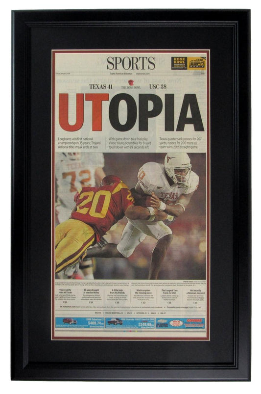 Austin American Statesman Sports Page - Rose Bowl Texas Wins Framed 153155