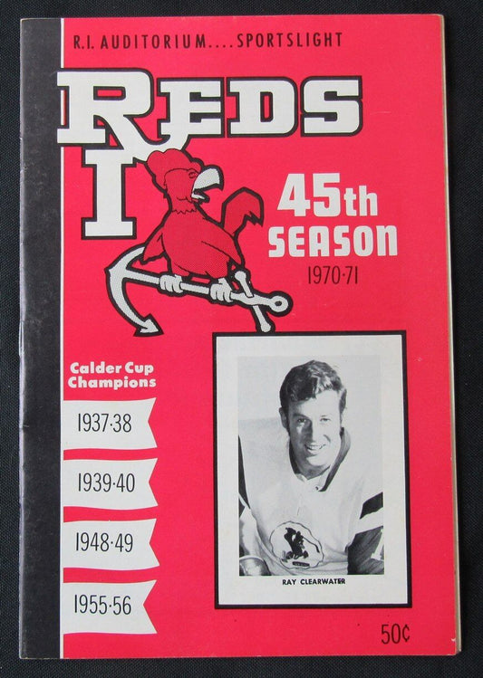 1970-71 Rhode Island Reds Hockey Program Ray Clearwater on Cover 176590