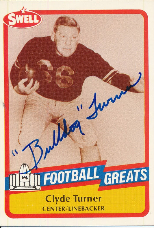 Clyde Turner HOF Signed/Autographed Chicago Bears 1990 Swell Card #72 151157