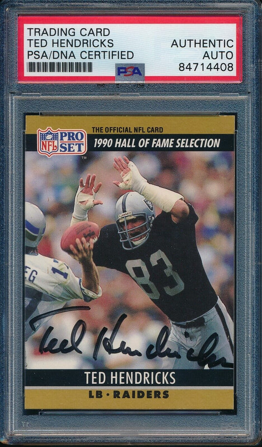 1990 Pro Set Ted Hendricks HOF #26 Card Signed Raiders PSA/DNA 176373