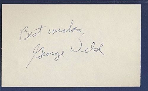 George Welsh Virginia Signed/Autographed 3x5 Index Card