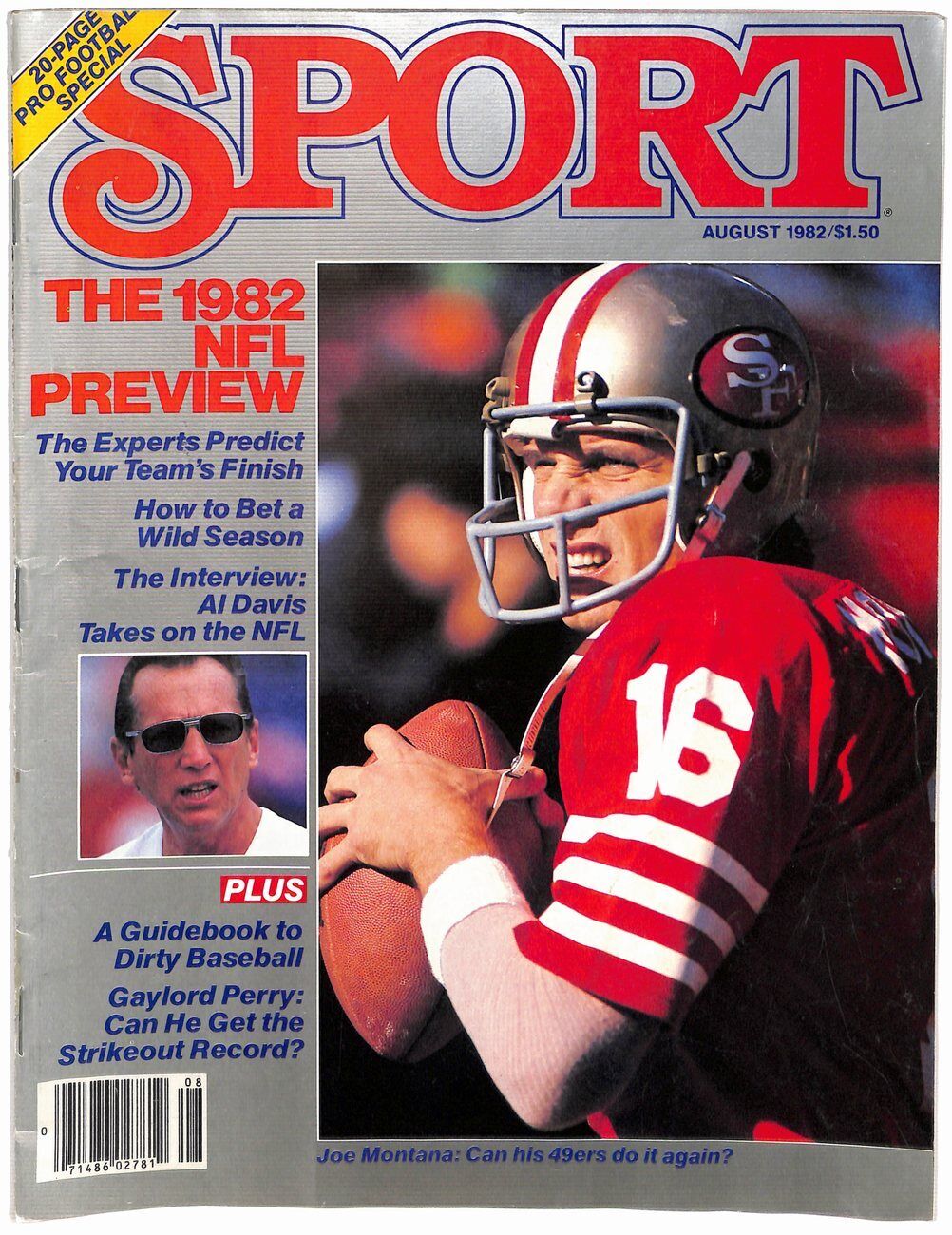 August 1982 Sport Magazine Joe Montana 49ers NO LABEL Newstand 181620