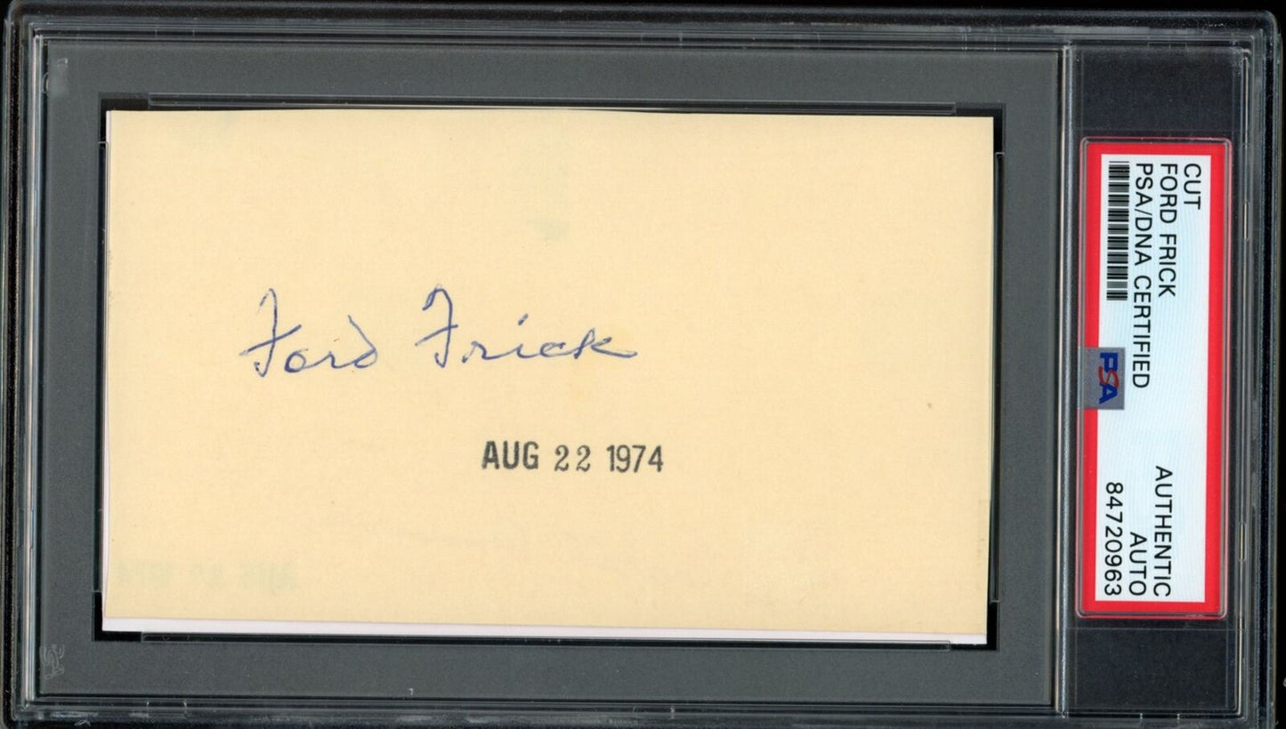 Ford Frick HOF Autographed Cut Card MLB Commissioner PSA/DNA