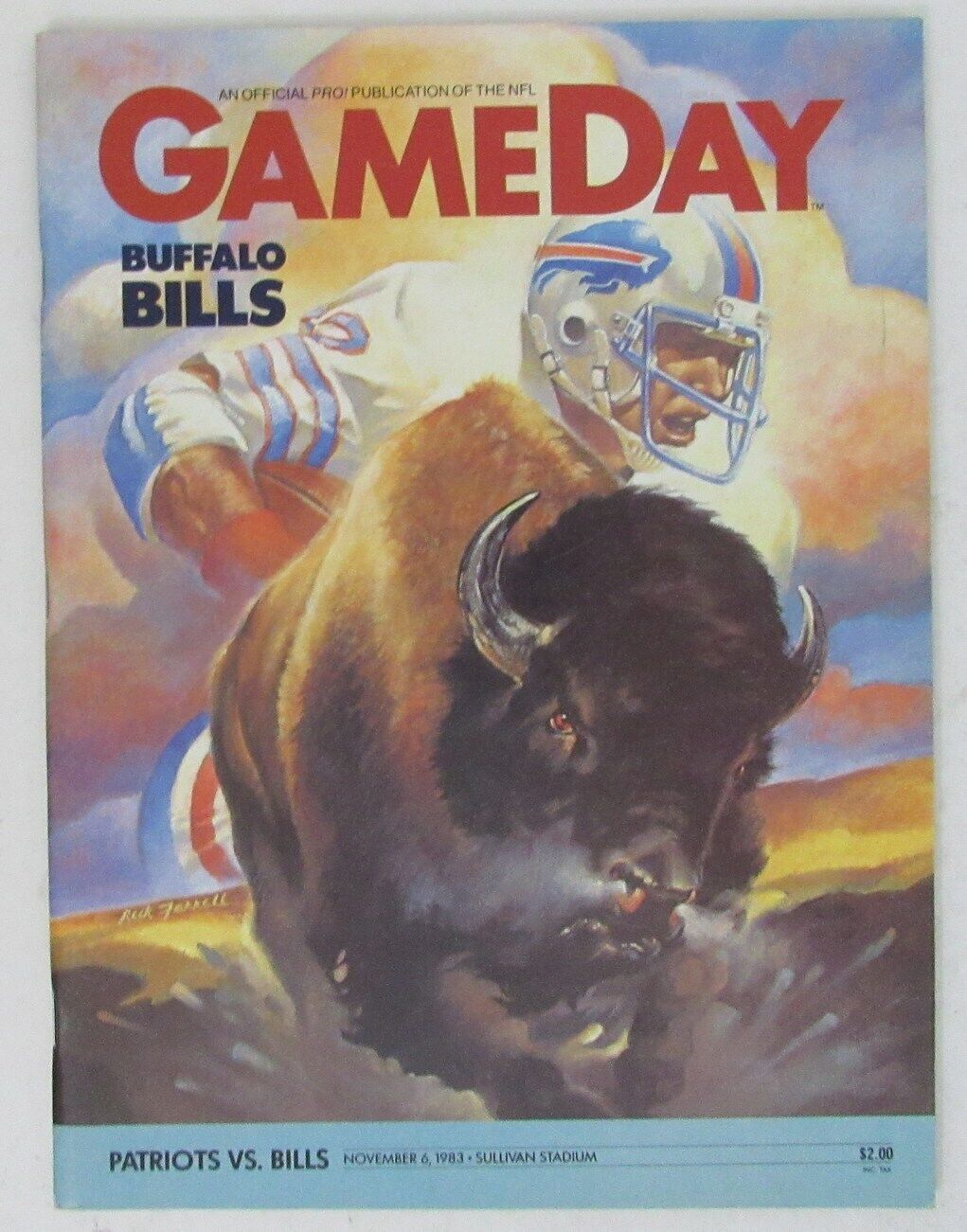 November 6, 1983 New England Patriots vs. Buffalo Bills NFL GameDay Program