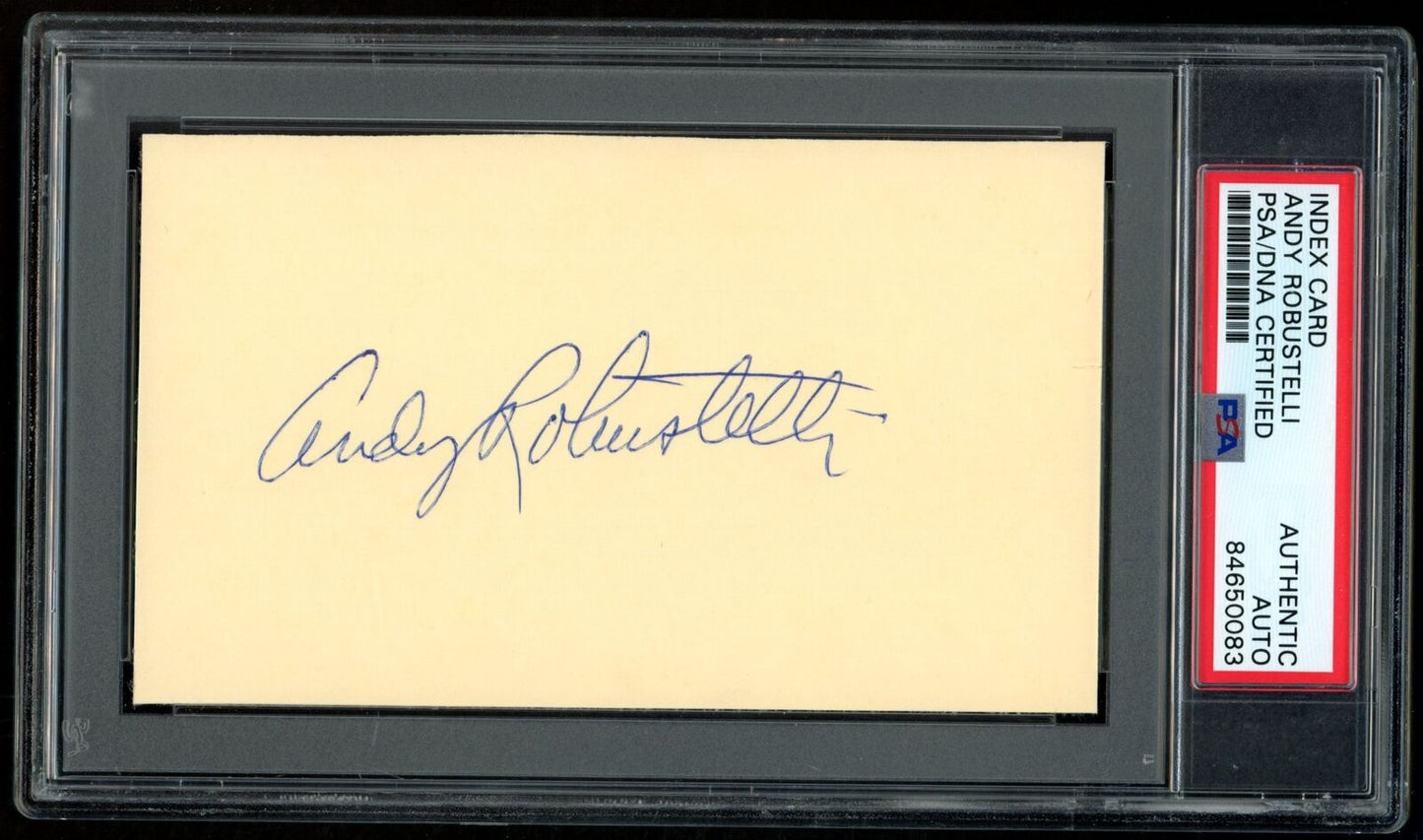 Andy Robustelli HOF Autographed 3x5 Index Card New York Giants PSA/DNA