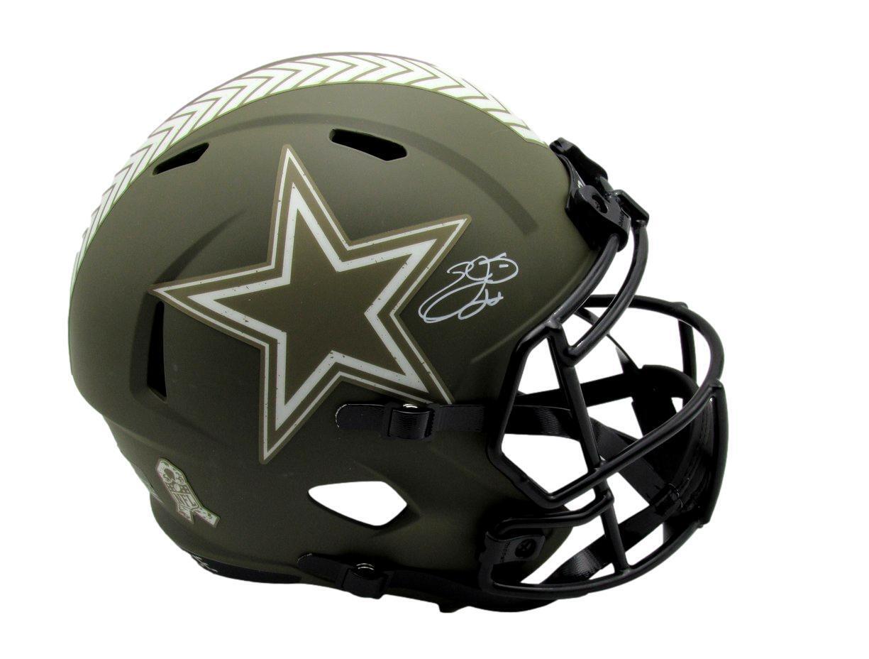 Emmitt Smith HOF Autographed Full Size Salute to Service Replica Helmet Beckett