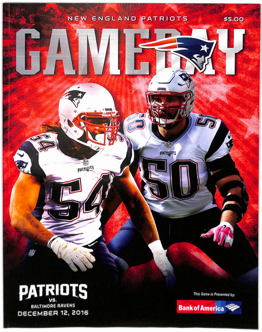 December 12 2016 New England Patriots vs. Baltimore Ravens Game Program 181763