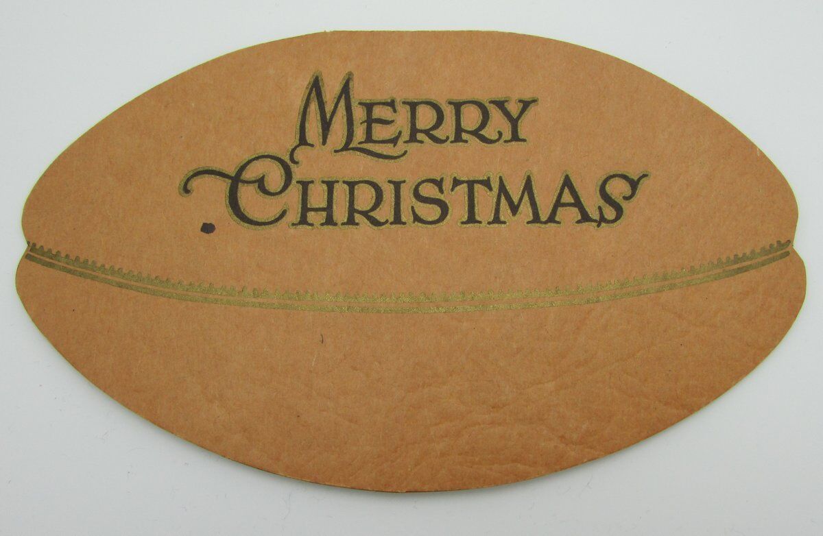 Vintage Postcard Football Shaped "Merry Christmas" 140002