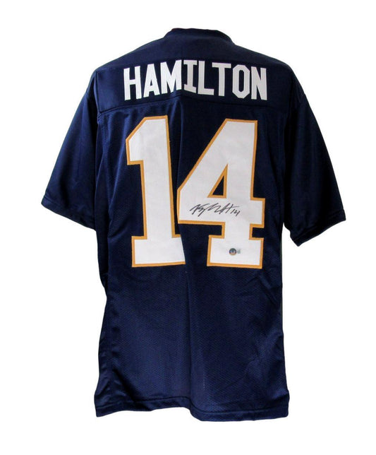 Kyle Hamilton Autographed Blue Custom Football Jersey Notre Dame Beckett